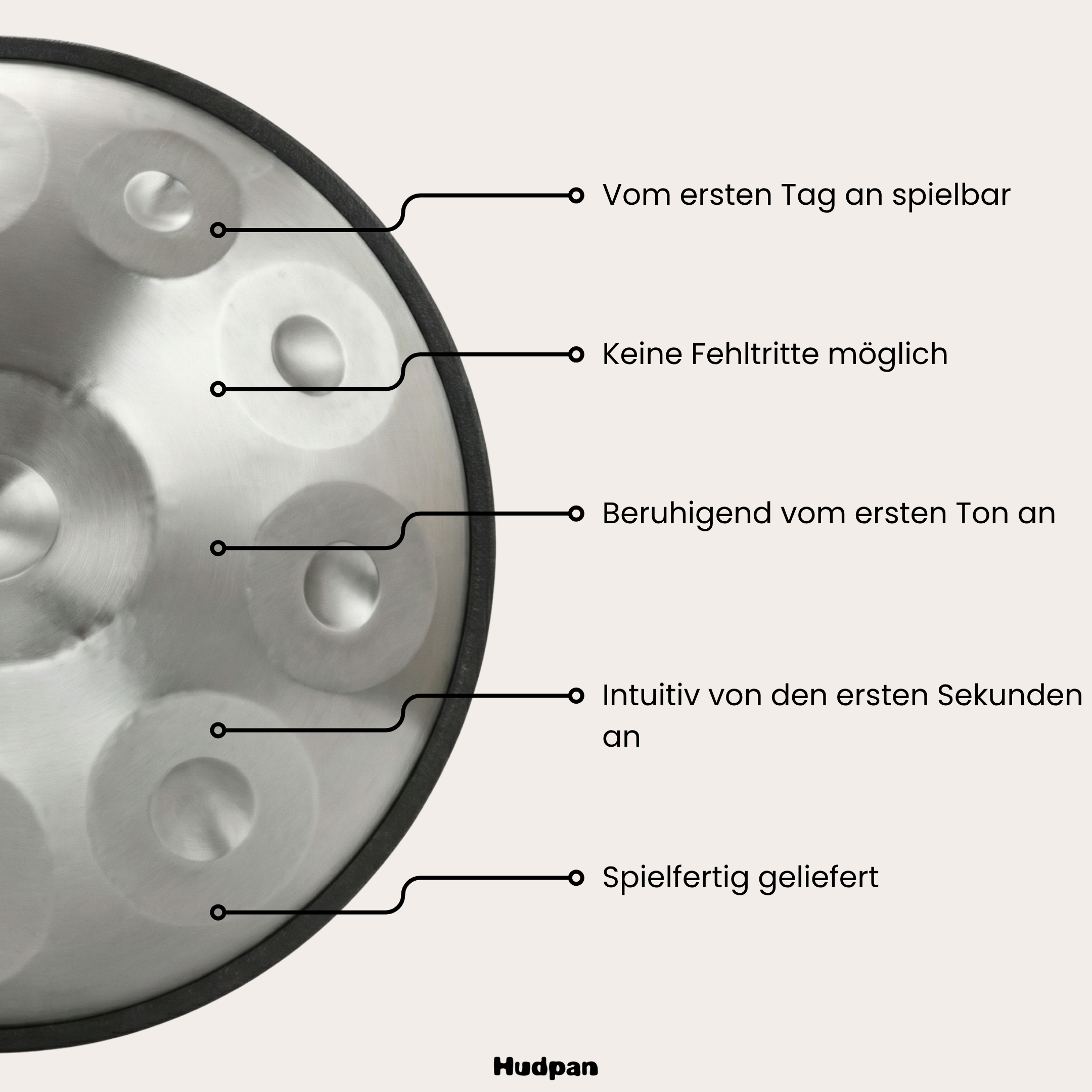 Handpan Stahl  9/10/12 Noten - D-Kurd
